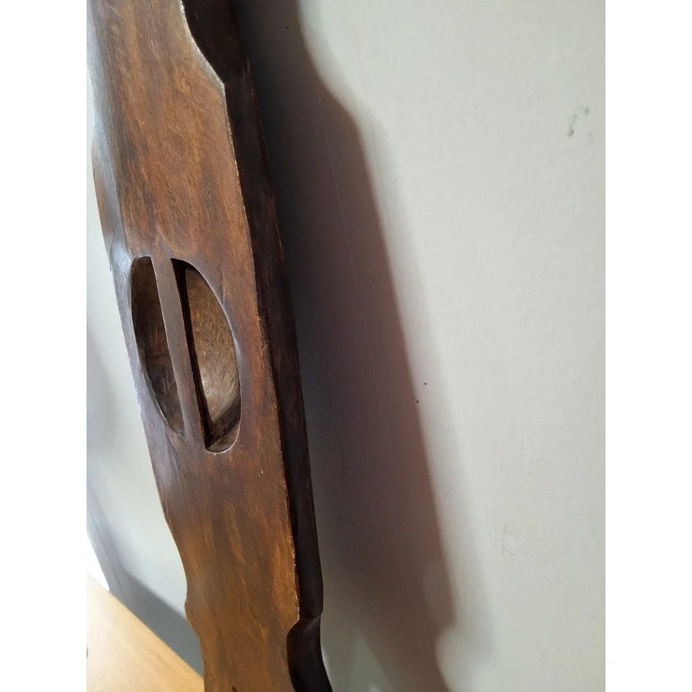 Vintage Hand-Carved Wooden Decorative Shield. Used For Defense Or Ceremonies